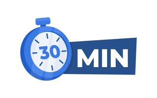 30 minuut countdown timer icoon blauw stopwatch voor tijd beheer en produktiviteit concept vector