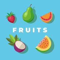 fruit vlak pictogrammen set. vector illustratie van fruit voor web ontwerp