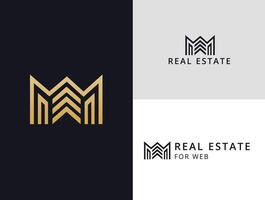 echt landgoed. gouden logo sjabloon, elegant element met tekst vector