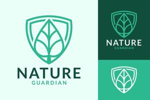 vector blad natuur natuur schild beschermen veiligheid logo ontwerp