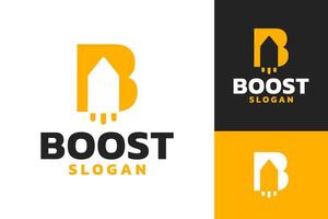 brief b boost raket stijgen logo ontwerp vector