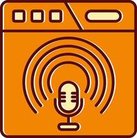 podcast gevulde gleed uit retro icoon vector