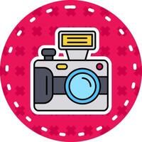 camera lijn gevulde sticker icoon vector