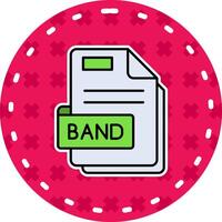 band lijn gevulde sticker icoon vector