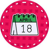 18e van april lijn gevulde sticker icoon vector