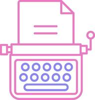 schrijfmachine lineair twee kleur icoon vector