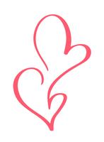 Vector Valentijnsdag Hand getrokken kalligrafische ontwerp hart elementen. Bruiloftsstijl decor voor web, bruiloft en print. Geïsoleerd op witte achtergrond Kalligrafie en belettering illustratie