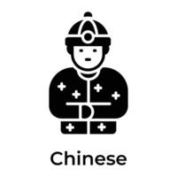 Chinese Mens vervelend traditioneel kleren, icoon van Chinese Mens vector