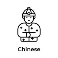 Chinese Mens vervelend traditioneel kleren, icoon van Chinese Mens vector