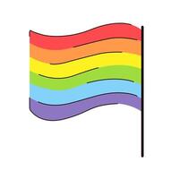 lgbt golvend vlag in vlak stijl. homo en lesbienne vector tekenfilm symbool. officieel trots teken in regenboog kleuren. illustratie geïsoleerd Aan wit achtergrond.