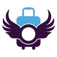 Vleugels zak reizen creatief logo ontwerp illustratie. vector