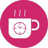 koffie tijd glyph cirkel icoon vector