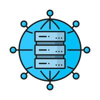 databank server en gegevens netwerk wolk kleur icoon vector