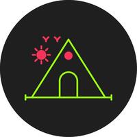 camping glyph cirkel icoon vector