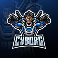 cyborg esport mascotte logo ontwerp vector