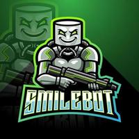 smile robot esport mascotte logo ontwerp vector