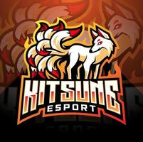 kitsune esport mascotte logo ontwerp vector