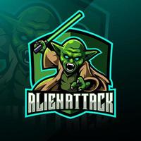 alien esport mascotte logo ontwerp vector