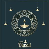 happy diwali luxe social media post. het lichtfestival met gouden olielampenillustratie vector