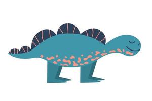 een dinosaurus stegosaurus is geïsoleerd op een witte achtergrond. dino in cartoon vlakke stijl. enkele vectorillustratie. lachende hagedis voor kinderen vector