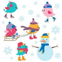 schattige vogels winter vector