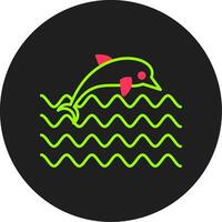 dolfijn glyph cirkel icoon vector