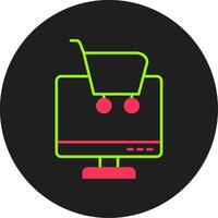 online boodschappen doen glyph cirkel icoon vector