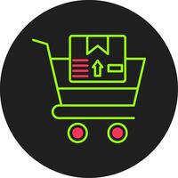 boodschappen doen kar glyph cirkel icoon vector