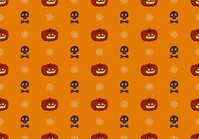 helder naadloos patroon met pompoenen, schedels en spinnenweb. feestelijke herfstdecoratie voor halloween. vakantie oktober achtergrond voor papier print, textiel en design vector