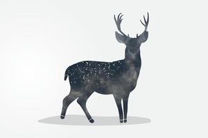aquarel herten illustratie van, geïsoleerde handtekening van het bos dier vector