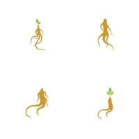 set van ginseng logo illustratie ontwerpsjabloon vector