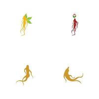 set van ginseng logo illustratie ontwerpsjabloon vector