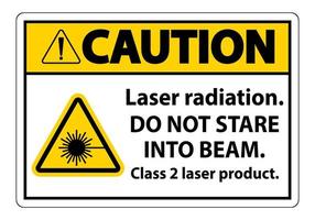 let op laserstraling, staar niet in de straal, klasse 2 laserproductbord op witte achtergrond vector