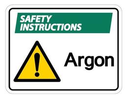 veiligheidsinstructies argon symbool teken op witte achtergrond vector