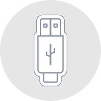 USB lijn sticker veelkleurig icoon vector