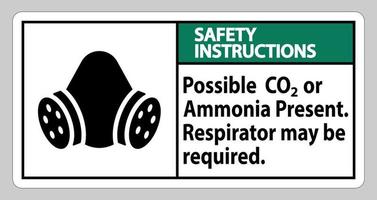 veiligheidsinstructies pbm-teken mogelijk co2 of ammoniak aanwezig, adembescherming kan nodig zijn vector