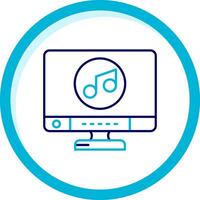 muziek- twee kleur blauw cirkel icoon vector