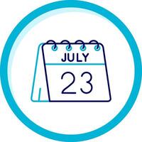 23e van juli twee kleur blauw cirkel icoon vector