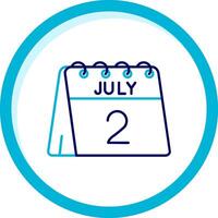 2e van juli twee kleur blauw cirkel icoon vector