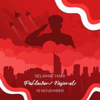 Indonesische nationale heldendag 10 november achtergrondontwerp vector