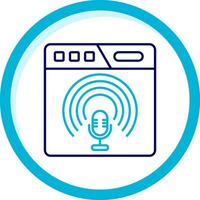 podcast twee kleur blauw cirkel icoon vector