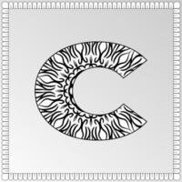 letter c met mandala bloem. decoratief ornament in etnische oosterse stijl. kleurboek pagina. vector