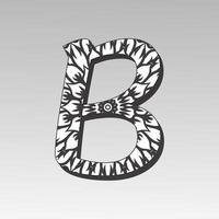 letter b met mandala bloem. decoratief ornament in etnische oosterse stijl. kleurboek pagina. vector