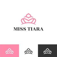 vintage elegante gouden tiara logo symbool. luxe geometrische koninklijke logo teken merk. abstract schoonheidsverzorging gezichtsmode make-up huidverzorging cosmetisch pictogram vector design