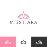 vintage elegante gouden tiara logo symbool. luxe geometrische koninklijke logo teken merk. abstract schoonheidsverzorging gezichtsmode make-up huidverzorging cosmetisch pictogram vector design