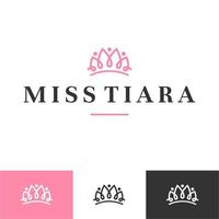 vintage elegante gouden tiara logo symbool. luxe geometrische koninklijke logo teken merk. abstract schoonheidsverzorging gezichtsmode make-up huidverzorging cosmetische icon vector