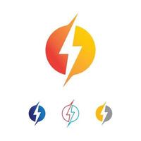 de machtsvector, flash ogo en bliksemschicht en pictogram elektriciteit illustratie sjabloonontwerp vector