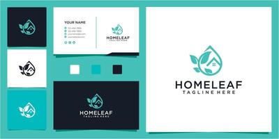 geweldig huis en blad drop olie logo ontwerpsjabloon vector