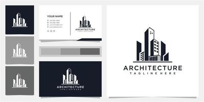 stad gebouwen logo zwart wit en visitekaartje vector