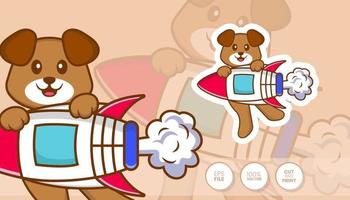 hand getekende illustratie van schattige hond. cartoon karakter concept - stickers vector